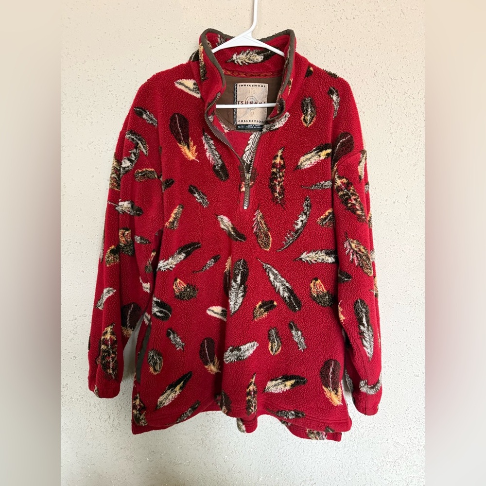 Indigenous Red Feather Patterned Women's Sweater - image 1